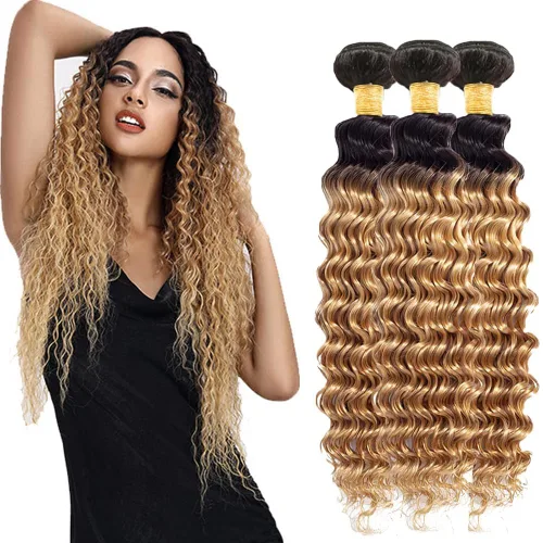 Vista 249 de 300g 1B27 Human Hair Bundles Honey Blonde Bundles Human Hair 10A Brazilian Virgin Remy Hair Extensions 8 10 12 Inch