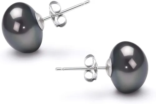 Vista 9 de Par de pendientes de perlas cultivadas de plata de ley 925 de agua dulce de calidad AA de 0.236-0.276 in para mujer