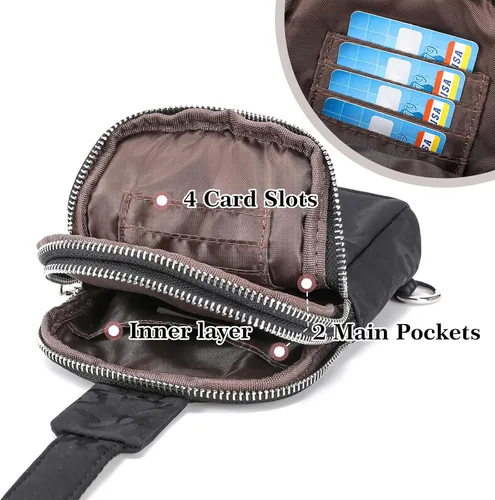 Vista 6 de INICAT Bolsos cruzados pequeños de nailon para mujer, bolsa de 1 litro para hombre, bolsa de hombro, riñonera, artículos esenciales de viaje
