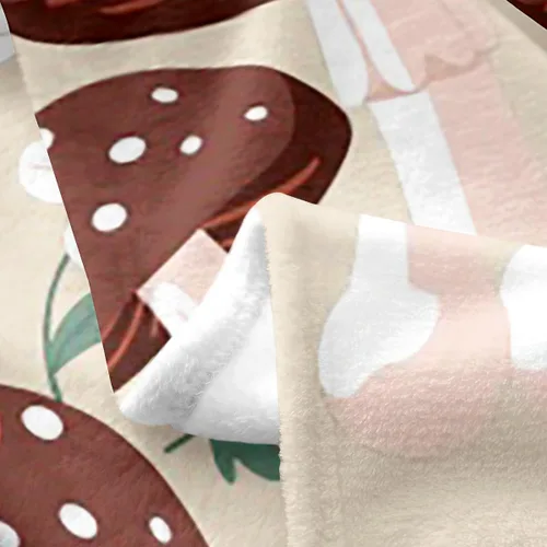 Vista 5 de jejeloiu Cute Mushroom Decor Plush Throw Blanket, For Kids Boys Girls 40"x50" Botanical Plants All Season,Bed Blanket Cartoon Mushrooms Flannel