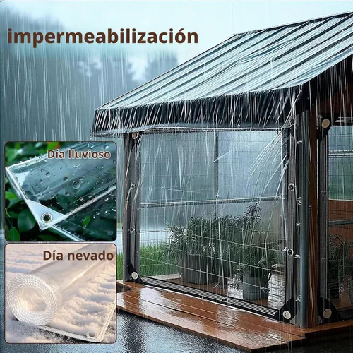 Vista 2 de Lonas transparentes con ojales, lonas transparentes de 5 x 7 pies, cubierta de lona impermeable resistente con borde reforzado, lona de PVC