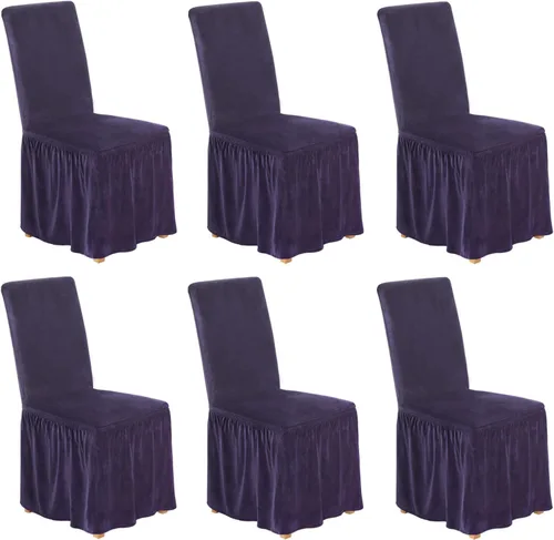Vista 24 de NICEEC Fundas de silla de elastano para sillas de comedor, juego de 2 fundas de silla de comedor extraíbles con falda, fundas para sillas Parson