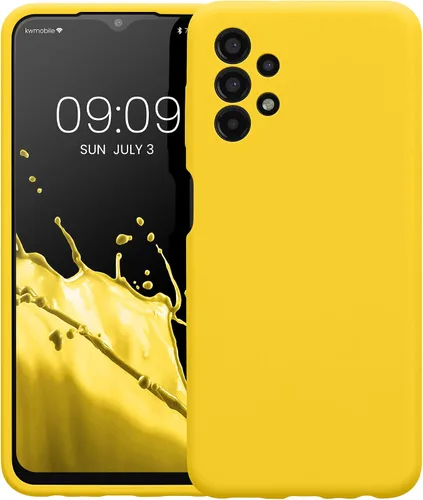Vista 5 de kwmobile Funda compatible con Samsung Galaxy A13 4G - Funda delgada de silicona TPU - Acabado suave al tacto - Amarillo radiante