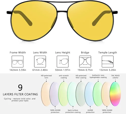 Vista 4 de WOWSUN Polarized Aviator Sunglasses for Men