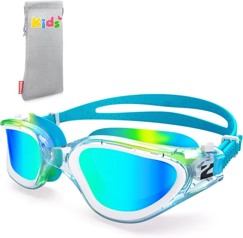 Vista 8 de ZIONOR G1MINI MIX - Gafas de natación para niños, con bloques de color, polarizados, sin fugas, antiniebla, para niños (3-14)