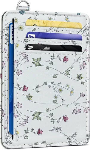 Vista 12 de SEAVILIA Tarjetero de crédito para mujer, cartera RFID para mujer, tarjetero de bolsillo frontal delgado y minimalista, bonito estuche delgado