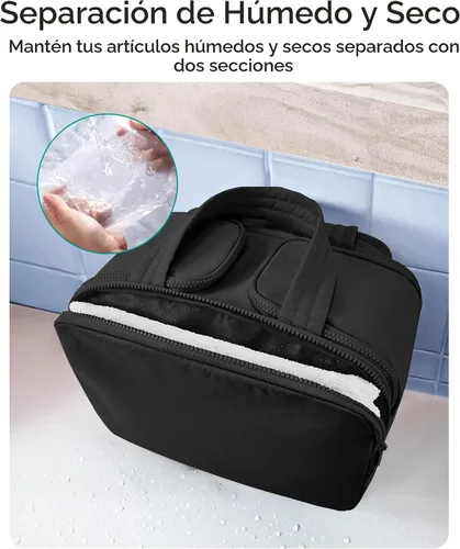 Vista 4 de BAGSMART Bolsa de Aseo de Viaje, Bolsa de Aseo Resistente para Mujeres, Bolsas de Aseo Ampliamente Abiertas y Esponjosas para Viajar, Organizador