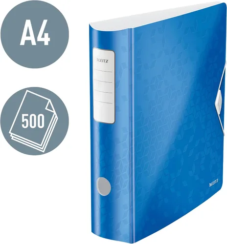 Vista 2 de LEITZ 11060036 – Archivo de palanca Polyfoam 180º Curvo con Cierre de Goma Active Wow DIN A4 2.953 in Azul Metálico