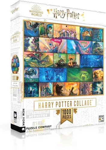 Vista 9 de New York Puzzle Company - Collage de portada de libro de Harry Potter - Rompecabezas de 500 piezas para noches de juego familiares por Mary GrandPré