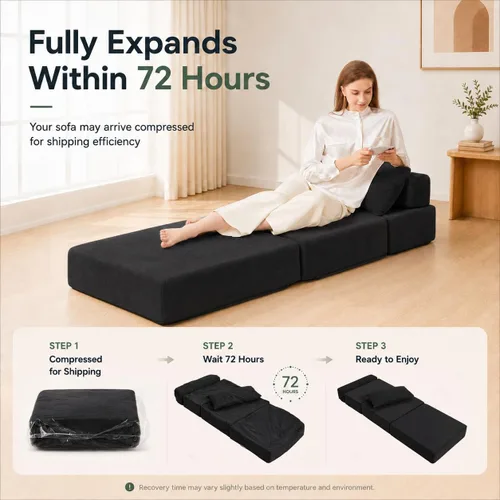 Vista 7 de Sofá cama plegable, silla convertible sin montaje, negro