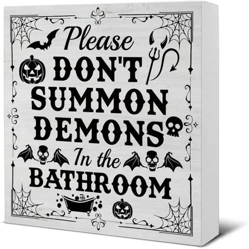 Vista 8 de Decoraciones de Halloween, decoración de cocina de Halloween, letrero de madera de café, decoración de Halloween para interiores, para escritorio
