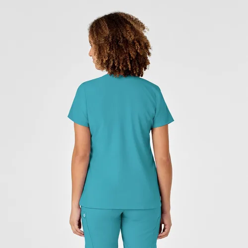 Vista 4 de WINK W123 - Camiseta médica cruzada para mujer, color verde azulado, talla XXS