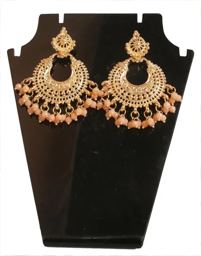 Vista 4 de Touchstone Pendientes de diseño indio de Bollywood en tono dorado antiguo o plateado para mujer.