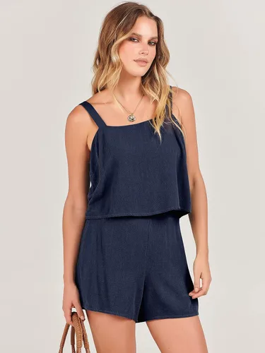 Vista 2 de ANRABESS Womens 2 Piece Outfits Linen Square Neck Crop Short Set Lounge Matching Sets 2024 Summer Trendy Clothes