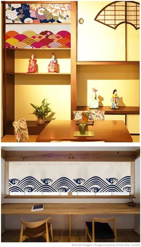 Vista 2 de Konsilsa Cortina japonesa Noren, letrero de restaurante japonés de sushi, decoración de puerta, cortina para restaurante, sushi, decoración