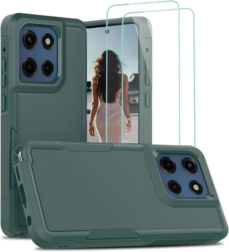 Vista 62 de Jeylly para Moto G Stylus 5G 2021 Funda con [2 Pack] Protector de Pantalla de Vidrio Templado, Protección Grado Militar Anti-Arañazos, Funda A