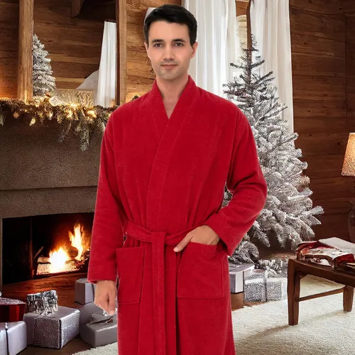 Vista 4 de TowelSelections Bata de baño para hombre, 100% algodón, bata de baño de spa para hombre