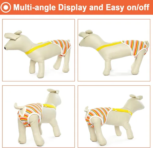 Vista 4 de QBLEEV Pañales para perras, bragas sanitarias lavables con tirantes ajustables, bragas reutilizables para perrito, ropa interior para mascotas