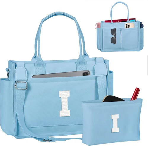 Vista 107 de Easter Basket Stuffers, Initial Tote Bag with Makeup Bag, Birthday Gifts for Women, Teen Girl Gifts Trendy Stuff