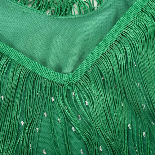 Vista 6 de XUNRYAN Vestido de lentejuelas con flecos para mujer de los años 20, sexy, con cuello en V, sin mangas, vestido de cóctel, concierto de noche