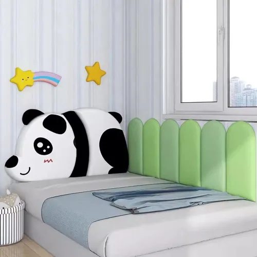 Vista 2 de Paneles de pared 3D 3D de dibujos animados, papel tapiz suave anticolisión para cabecero de dormitorio de niños, acolchado de pared autoadhesivo, A1