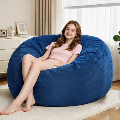 Vista 43 de Sillón puff de 3 pies Sillón estilo puff grande de 3 pulgadas con relleno de espuma viscoelástica, sofá suave con funda de terciopelo holandés