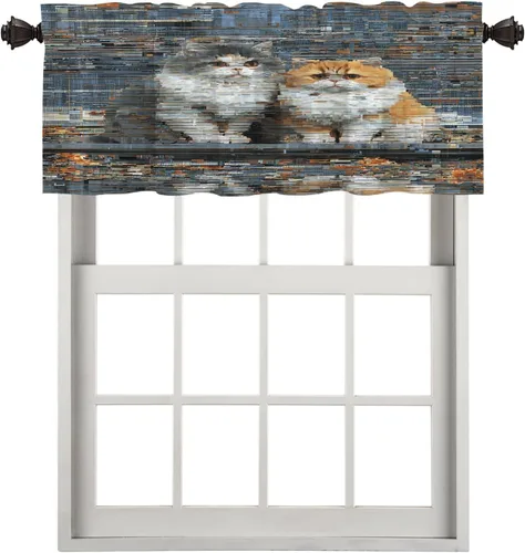 Vista 152 de Maritime Ocean Blackout Tier Curtains, Anchors Nautical Art Half Window Drapes for Kitchen with Rod Pocket,Room Darkening 2 Pack 26X24 Inches