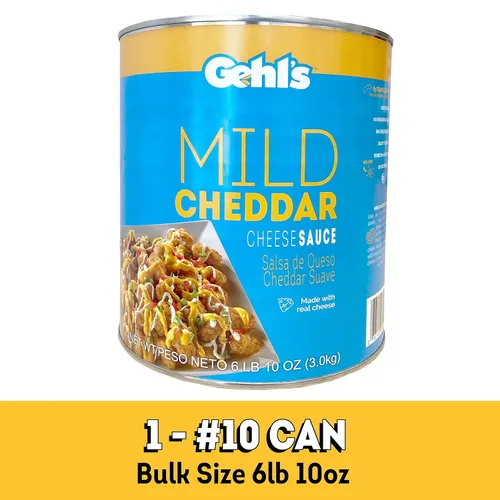 Vista 2 de Gehl's Lata de salsa de queso cheddar suave #10 - Salsa de queso nacho Queso a granel, estable en el almacenamiento, 6 libras. Lata de 10 onzas