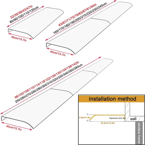 Vista 3 de Curved Window Door Canopy,Canopy Awning,Porch Canopy for House Fronts,Transparent Polycarbonate Cover,Rain Protector Shelter,Water UV/Heat