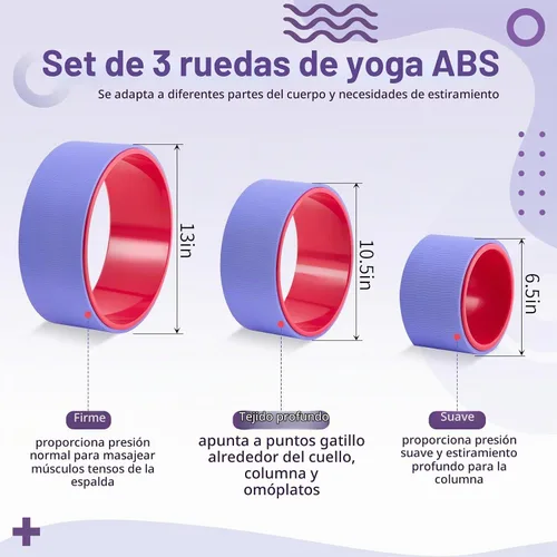 Vista 2 de Simgoing Juego de 3 ruedas de yoga ABS de 660 libras de rodillo de espuma para dolor de espalda y estiramiento de la rueda trasera para masaje