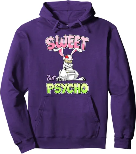 Vista 12 de Sweet But Psycho - Sudadera con capucha de conejo gótico espeluznante, Negro