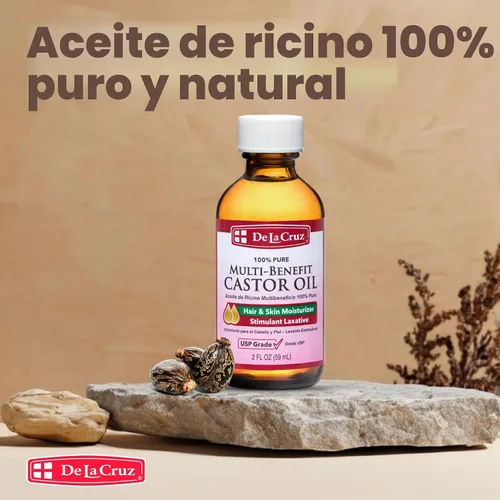 Vista 2 de De La Cruz Aceite de ricino puro hidratante para cabello y piel, 2 onzas líquidas (paquete de 3)