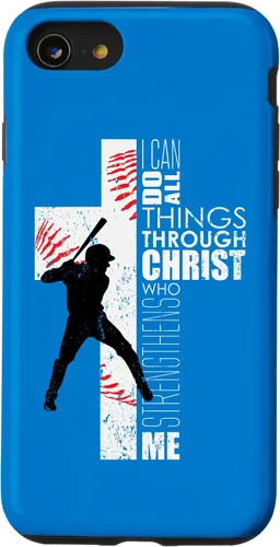 Vista 18 de Blue Christian Baseball Gifts Teen Boys Cross Bible Phone Case para iPhone 17