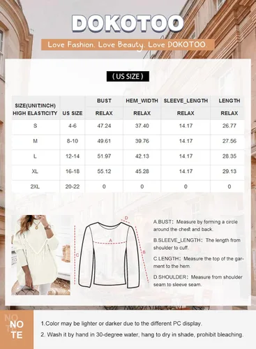 Vista 3 de Dokotoo Suéter de punto de gran tamaño para mujer, cuello redondo, con borlas, manga larga, informal, sin botones