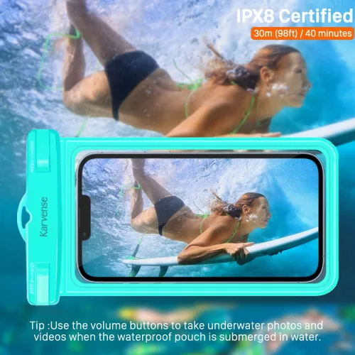 Vista 3 de Funda impermeable para teléfono, paquete de 2 soportes impermeables para iPhone 15 14 13 12 11 Pro Max, Samsung Galaxy, Pixel, bolsa seca universal