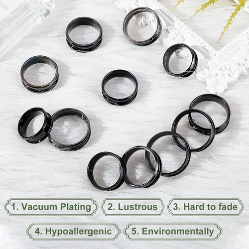 Vista 6 de UNICRAFTALE Anillo de acero inoxidable con núcleo en blanco, ajuste de anillo de dedo en blanco para incrustaciones, anillo de dedo ranurado, anillo
