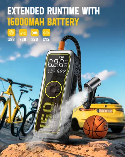 Vista 2 de Neverland Tire Inflator Portable Air Compressor - 150 PSI Electric Air Pump for Car Tires with Auto Shutoff Function, Cordless Tire Air Pump for