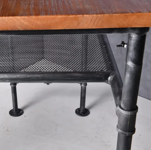 Vista 4 de Juego de mesa de bar y taburete de bar de 5 piezas, mesa de bar rectangular industrial con estante adicional para Stroage y encimera de cocina