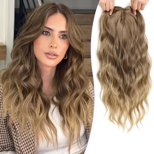 Vista 10 de PANEWAY Toppers de pelo de 7 x 7 pulgadas para mujeres con cabello fino, pelucas de 20 pulgadas para mujer, 1B