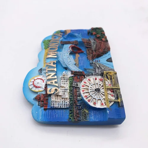 Vista 3 de Santa Monica 3D Los Angeles USA - Imán para nevera y recuerdos de viaje turísticos hechos a mano, resina artesanal, calcomanías magnéticas