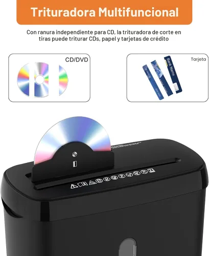 Vista 4 de Destructora de Papel para Oficina en Casa, Woolsche de 10 Hojas de Corte Longitudinal con Cesta de 3.17 Galones, Nivel de Seguridad P-2, Destructora