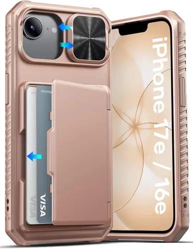 Vista 7 de ATATOO Funda Cartera para iPhone Air, Portador de Tarjetas Integrado (3-5 Tarjetas) [Bloqueo RFID] y Cubierta Deslizante para Cámara, Protección