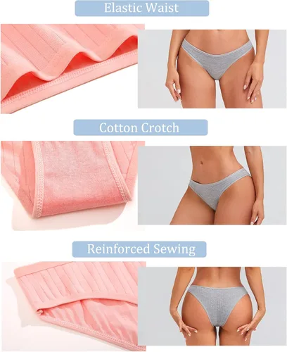 Vista 8 de FINETOO Ropa Interior de Algodón para Mujer, Sexy, de Cintura Baja, acanalada, Hipster, Transpirable, Suave, Bragas de Bikini para Niñas, Atrevidas