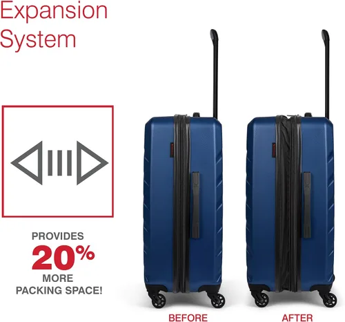 Vista 4 de SWISS MOBILITY AHB Collection - Equipaje giratorio de carcasa rígida para aviones, maleta expandible con ruedas giratorias de 360 grados, mango