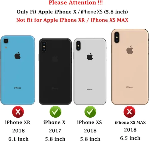 Vista 2 de M MAIKEZI Funda para iPhone X/iPhone Xs con cubierta para lente de cámara, protector de pantalla HD, protección contra caídas de grado militar