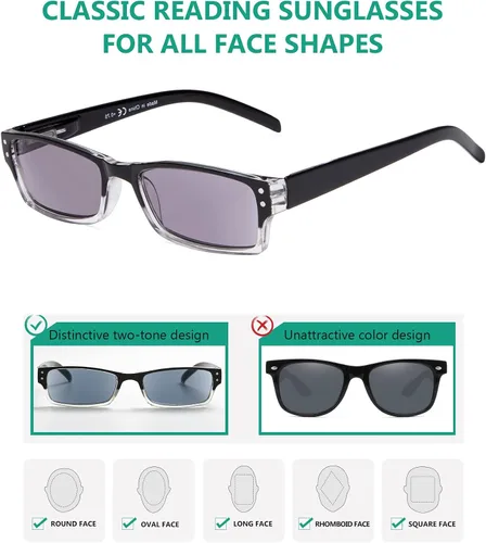 Vista 4 de Eyekepper Lentes de lectura, paquete de 4 lentes de sol de lectura para mujeres y hombres, lentes de lectura bajo el sol, lentes de lectura de dos