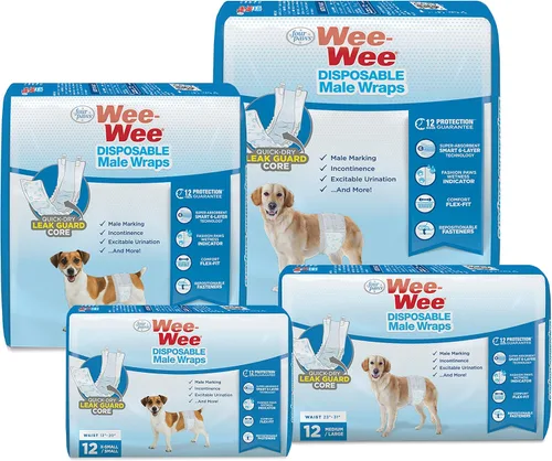 Vista 8 de Four Paws Wee-Wee - Envolturas desechables para perros machos, XS/S X-Small/Small Masculino Envolturas