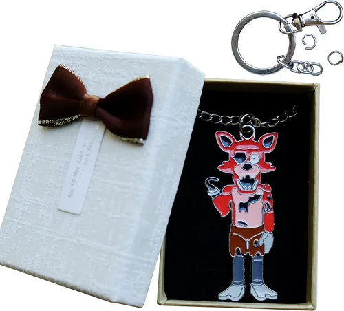 Vista 2 de Caja de regalo de joyería para fanáticos de Fnaf, collar con colgante llavero 2 en 1, regalo para niños de 5 noches Freddy, Fazbear Bonnie Free
