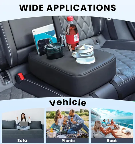 Vista 7 de Portavasos de Coche Mejorado con Correas de Seguridad Duales, Portavasos para Asiento Trasero de Coche, Portavasos de Camión de Cuero PU