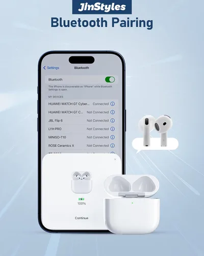 Vista 11 de Funda de carga de repuesto compatible con AirPods 4/5, cargador inalámbrico USB-C con botón de sincronización de emparejamiento Bluetooth, batería